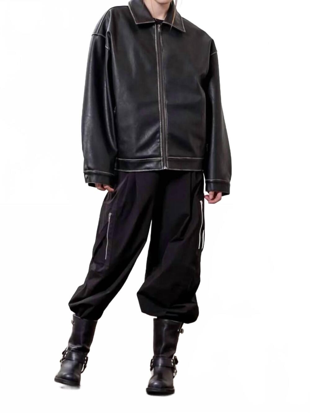 NEW MOON RIVER women's vegan leather jacket in black